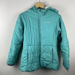 Columbia Katelyn Crest Jacket Youth Girl's Teal Insulated Hooded Size XL Winter